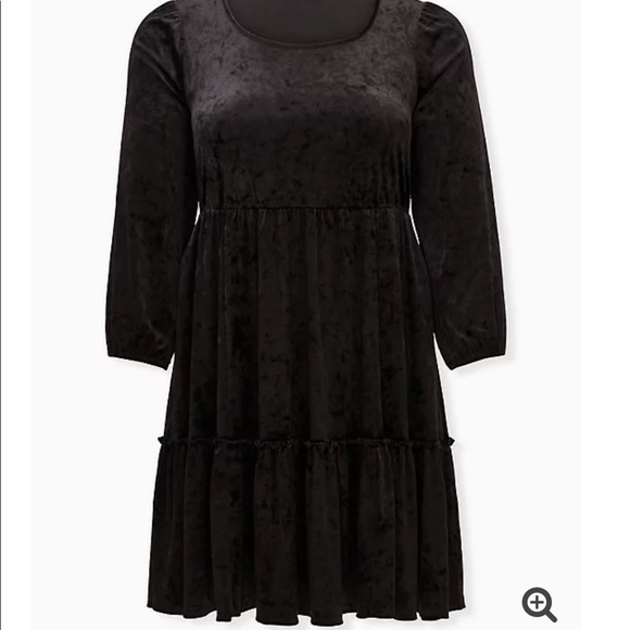 Torrid Black Velvet Mid Length Dress - Picture 2 of 6